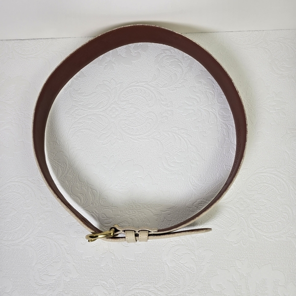 COACH 8500 Genuine Bone Leather D Ring Solid Brass Buckle Belt Women's Sz Large - Picture 3 of 13
